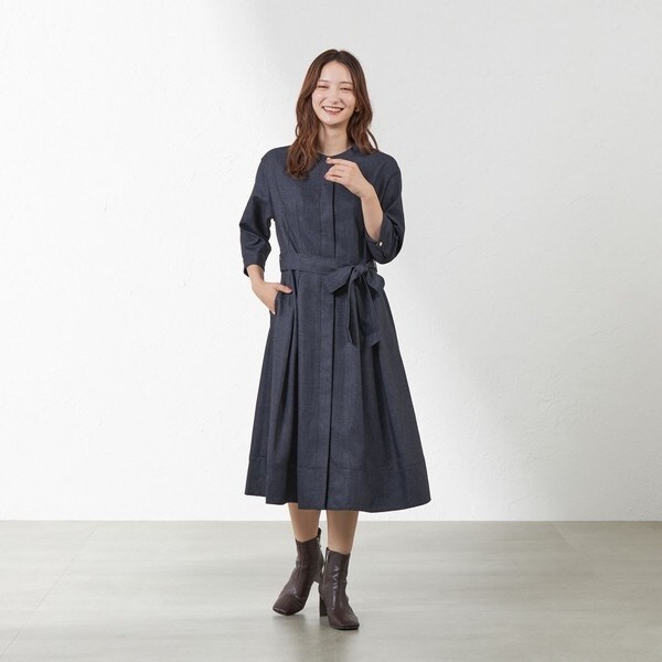 近年モデル✨AMACA　デニムライクシャツワンピース　定価4.5万　ベルト付き デニムライクシャツワンピース | アマカ(AMACA) | マルイウェブチャネル