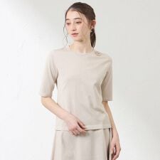 コットンシルクラメ クルーネックプルオーバー