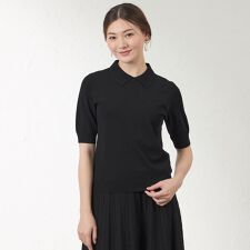 【接触冷感･UV対策】ライトレーヨンストレッチ ポロ衿プルオーバー