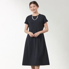 リネンライク フィットアンドフレアワンピース