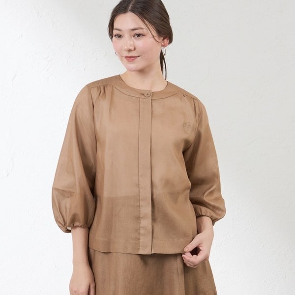 極美品・定価約4.3万 AMACA ウールストレッチ ノーカラージャケット 38 トリアセテートコンパクトノーカラージャケット(ジャケット)｜AMACA
