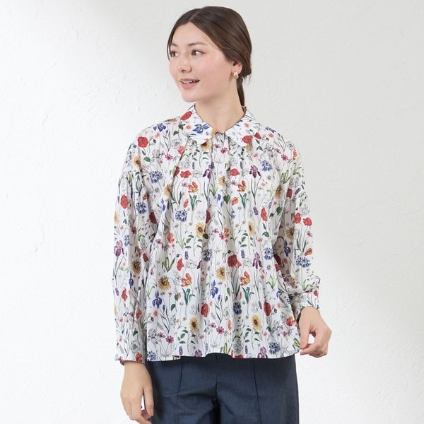 24SS 新品　HUG Ō WäR　LIBERTY　ギャザープルオーバーブラウス LIBERTY】MEADOW MUSE ギャザーブラウス | アマカ(AMACA) | マルイ