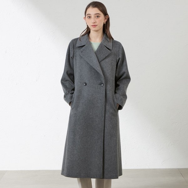 美品✨45R　定価7.5万　アルパカ縮繊フードコート　ロング丈　グレージュ　F ウールカシミヤ ロングコート | アマカ(AMACA) | マルイウェブチャネル