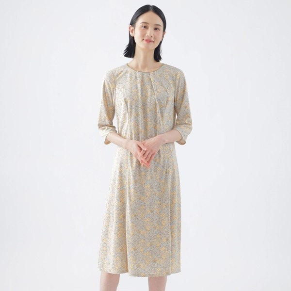 【吸水速乾】【接触冷感】【UV対策】【ウォッシャブル】カモフラワーエアファインワンピース