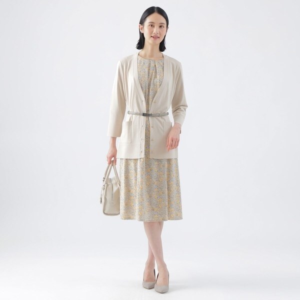 【吸水速乾】【接触冷感】【UV対策】【ウォッシャブル】カモフラワーエアファインワンピース