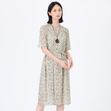 【ウォッシャブル】シャドーフラワープリントワンピース