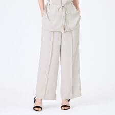 トランスワーク(TRANS WORK)の【ウォッシャブル】【接触冷感】【UV】バックサテンジョーゼットワイドパンツ