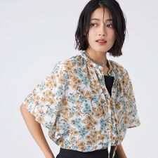 【ウォッシャブル】フラワープリントブラウス