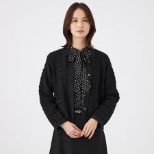 【ウォッシャブル】Fancy Tweedニットカーディガン