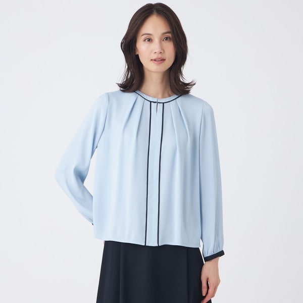 【ウォッシャブル】バックサテンジョーゼットブラウス