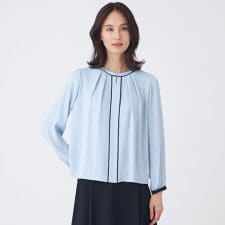 【ウォッシャブル】バックサテンジョーゼットブラウス