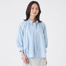 【はっ水・ウォッシャブル】フリーモーションタフタブラウス