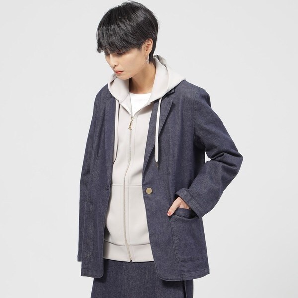 低価格で大人気の カタログ掲載品】【ウォッシャブル】ナチュラルストレッチデニム ジャケット・アウター