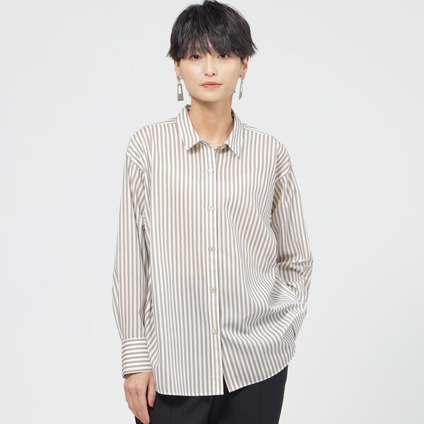 カタログ掲載品】【ウォッシャブル】コットンライクストライプシャツ