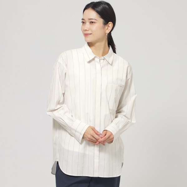 【ウォッシャブル】ラメストライプシャツ