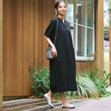 【カタログ掲載品】【接触冷感】【UV対策】【ウォッシャブル】リネンライクタンブラーワンピース