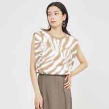 【カタログ掲載品】【ウォッシャブル】アニマルカットジャカードノースリーブカットソー