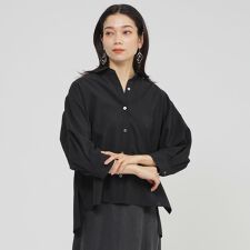 【接触冷感】【UV対策】【ウォッシャブル】リネンライクタンブラーショートブラウス
