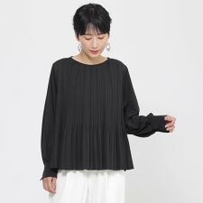 【ウォッシャブル】デシンプリーツプルオーバーブラウス
