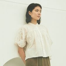 【SANYO Style EDITION掲載】【ウォッシャブル】タイルジャカードコンビブラウス