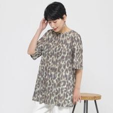 【接触冷感】【ウォシャブル】クールレオパードチュニックカットソー