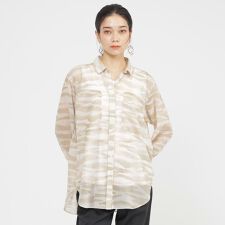 【接触冷感】【ウォッシャブル】シアーボイルゼブラロングシャツ