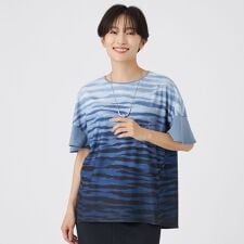 【接触冷感】【ウォッシャブル】グラデーションゼブラカットソー