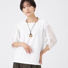 【ウォッシャブル】メッシュコンビカットソー