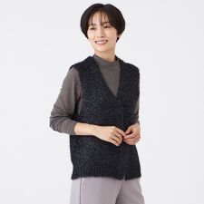 【ウォッシャブル】メタリックヤーンニットベスト
