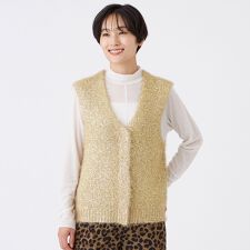 【ウォッシャブル】メタリックヤーンニットベスト