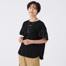 【接触冷感】【マシンウォッシャブル】スパンローンコンビカットソー