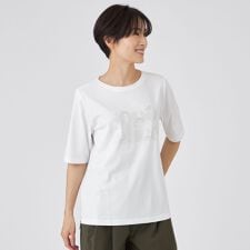 【接触冷感】【ウォッシャブル】グリッターロゴプリントカットソー
