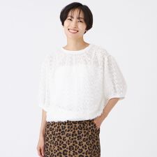 【ウォッシャブル】ラメカットジャカードコンビプルオーバー