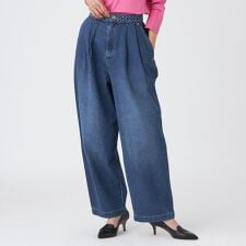 【カタログ掲載品】【マシンウォッシャブル】パンチングデニムコンビタックバレルパンツ