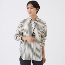 【カタログ掲載】【ウォッシャブル】ジャカードラメストライプシャツ