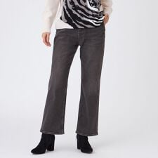 【カタログ掲載】【マシンウォッシャブル】ブラックデニムセミフレアパンツ