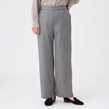 【カタログ掲載】【ウォッシャブル】ラメグレンチェックブラッシュドストレートパンツ