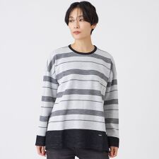 【ウォッシャブル】ウールジャカードジャージーボーダーカットソー