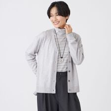 【ウォッシャブル】ハイゲージラインニットカーディガン