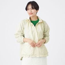 【花粉対策・ウォッシャブル】プリントポランタフタギャザーブルゾン