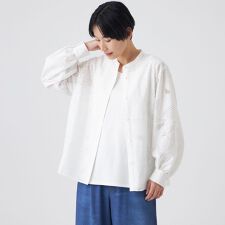 【カタログ掲載・ウォッシャブル】リーフゼブラレースブラウス