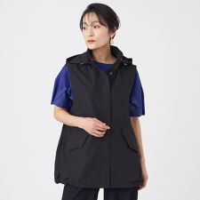 【カタログ掲載・マシンウォッシャブル】パンチングタフタフーデッドジレ