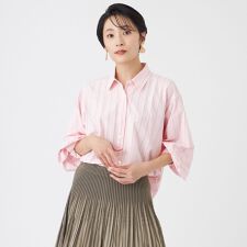 【カタログ掲載・ウォッシャブル】ハイゲージストライプジャージーシャツ