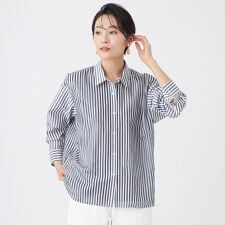 【カタログ掲載・ウォッシャブル】レイヤードストライプシャツ