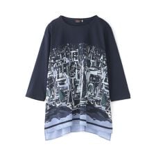 【接触冷感・ウォッシャブル】ヨットハーバープリントコンビカットソー