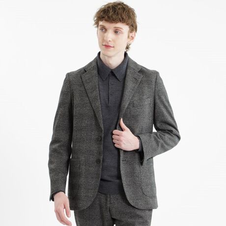 テーラードジャージー ジャケット グレンチェック/チドリ  
