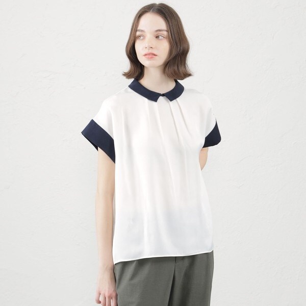PHILOSOPHY フィロソフィー スカラップ襟リボン付き白シャツ