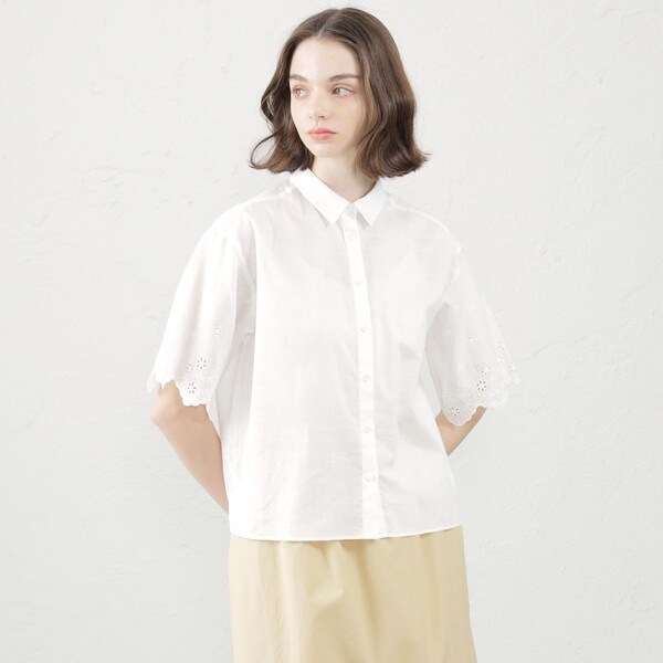 PHILOSOPHY フィロソフィー スカラップ襟リボン付き白シャツ