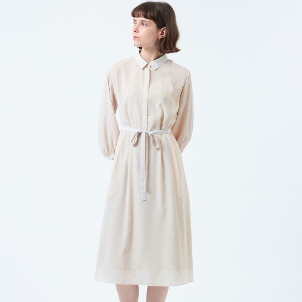 美品　マッキントッシュフィロソフィー　ワンピース　ノーカラー ダイヤドットフロントリボンワンピース(ワンピース)｜MACKINTOSH