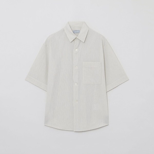 GREY LABEL ストライプバンドカラー半袖シャツ